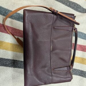 Coach Dark Purple Leather Messenger Bag